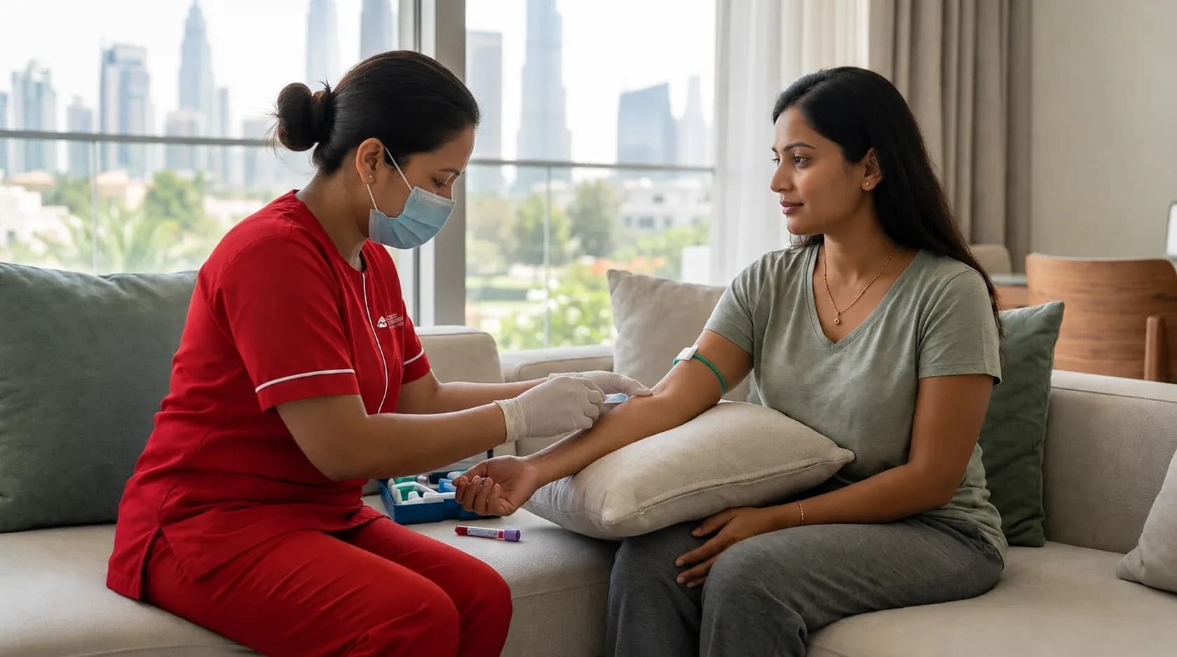 Nurse providing Beta HCG Test in Dubai 