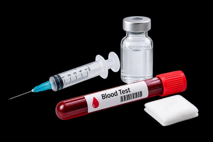 CBC test at home with blood sample collection.