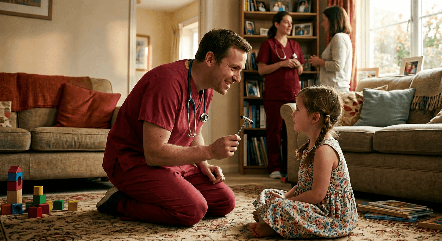 Doctor at home in Dubai treating heat stroke in children