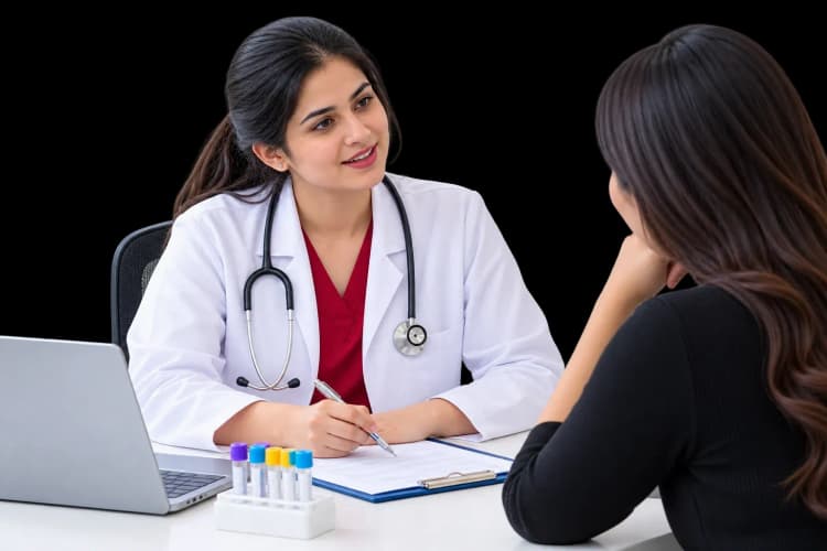 Doctor discussing STD test results with a patient.