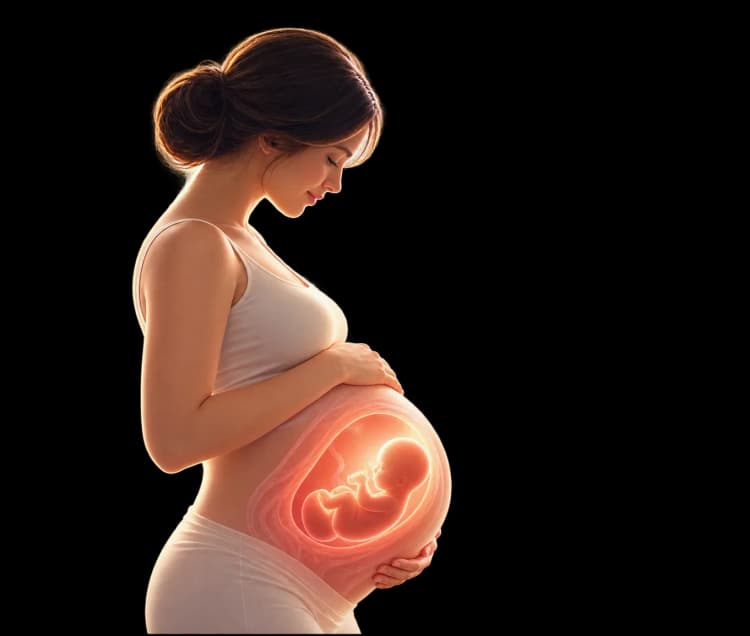 Pregnant woman illustration for beta hCG testing