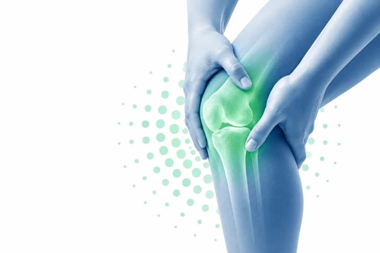 Illustration highlighting knee joint pain treated through physiotherapy at home in Dubai