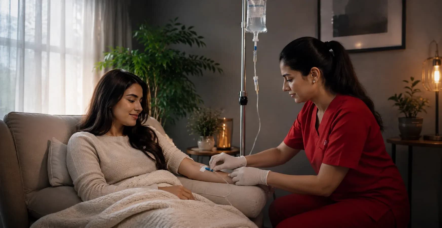 Nurse administering NAD IV therapy