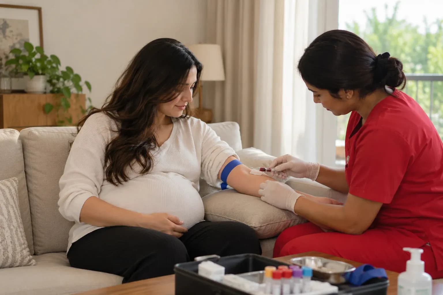 DHA-licensed nurse collecting a blood sample