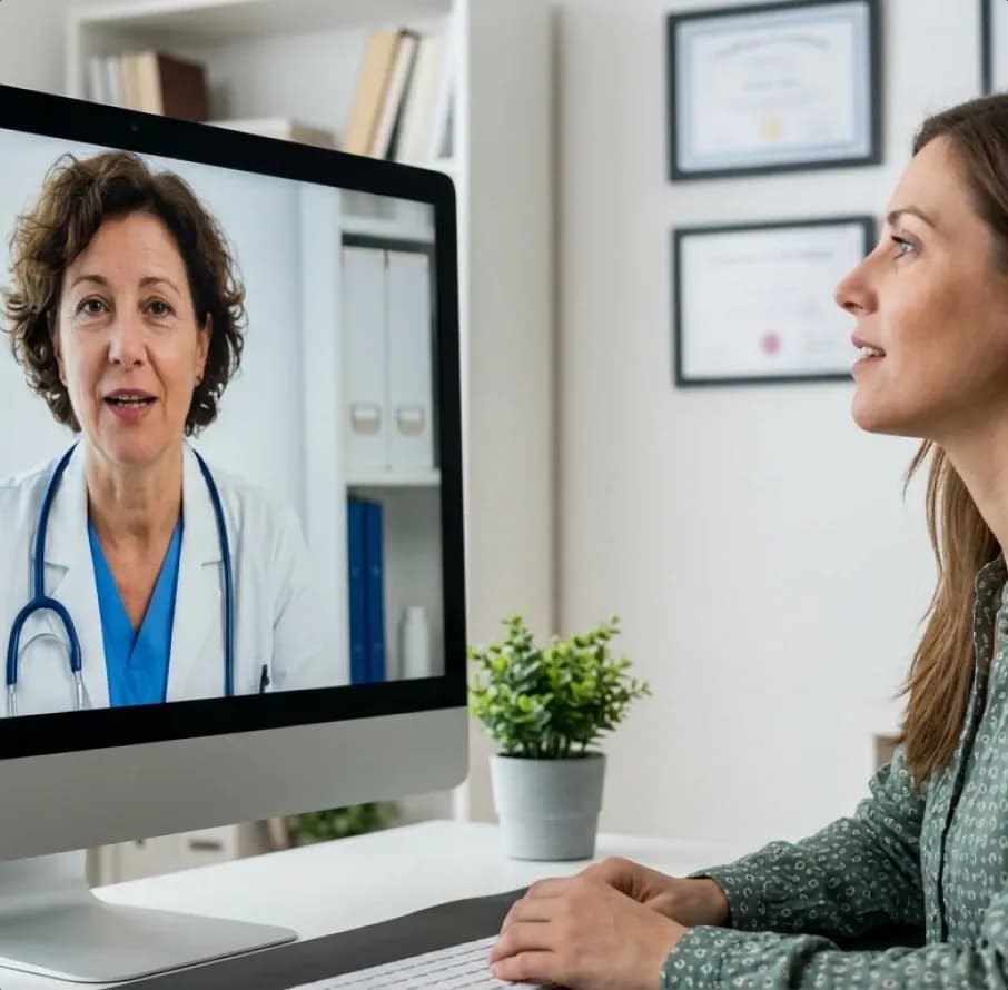 atient having a video consultation with a doctor online in Dubai