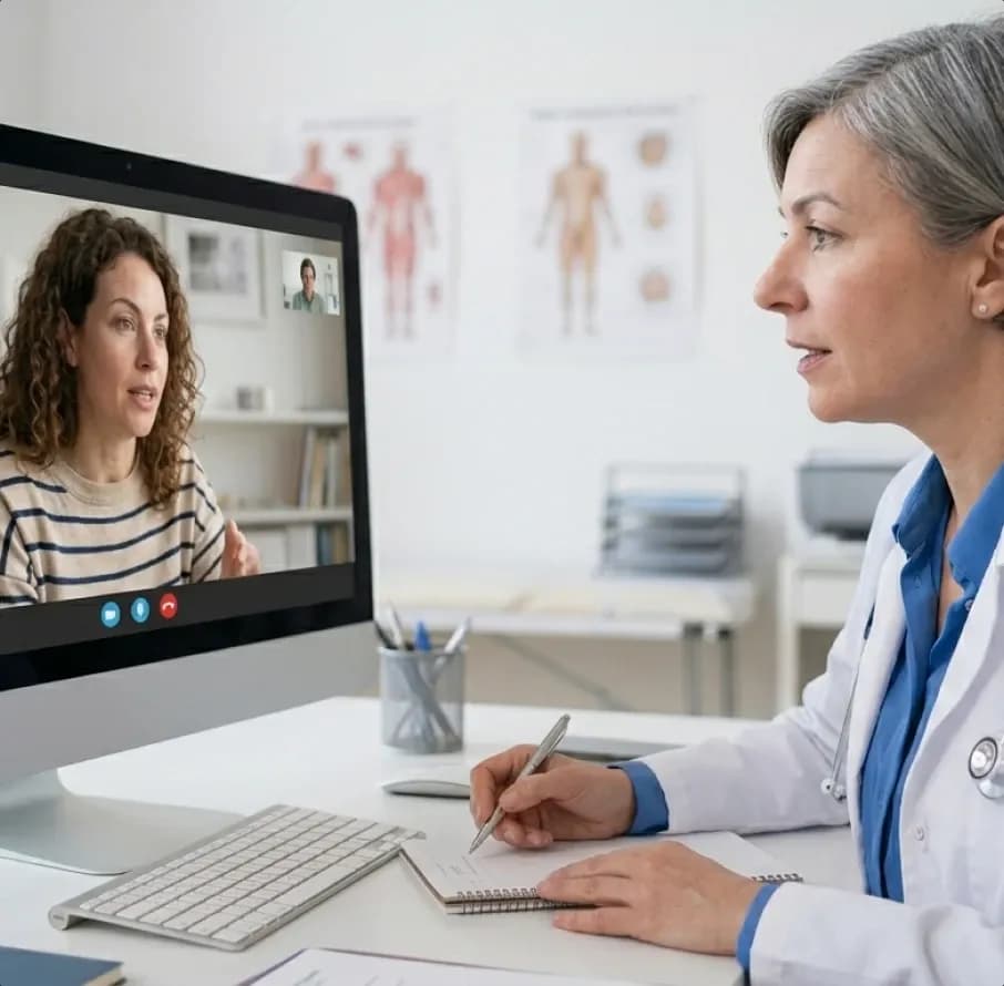 Doctor conducting a teleconsultation with a patient online in Dubai