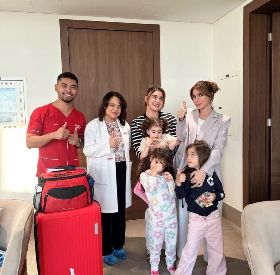 First Response Healthcare pediatric team arriving at a family home in Dubai with medical equipment