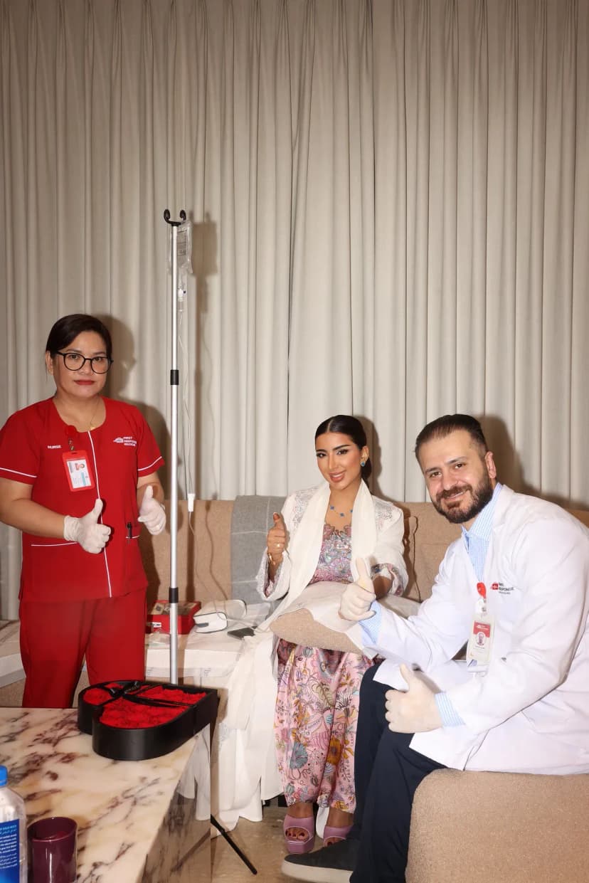 A professional home-care nursing setup for a personalized intravenous vitamin infusion, showcasing convenient 24/7 mobile wellness care at a patient's residence.