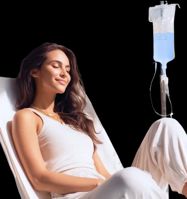 Patient receiving IV therapy at home in Dubai