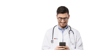 An illustrative medical FAQ section banner for at-home healthcare services.