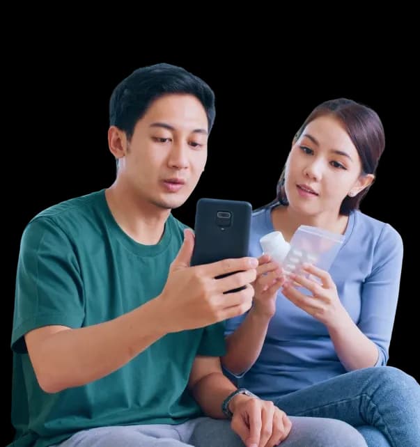 Couple having an online medical consultation with a doctor in Dubai