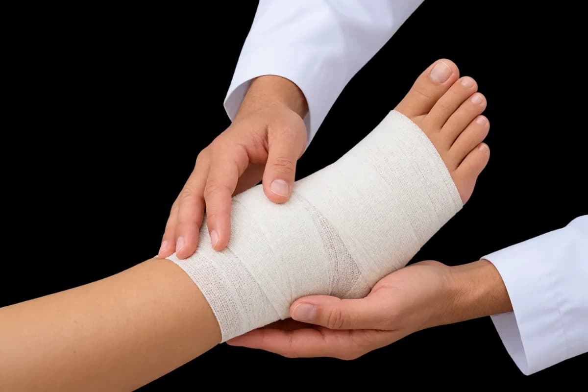Wound dressing for a covered leg wound at home in Dubai