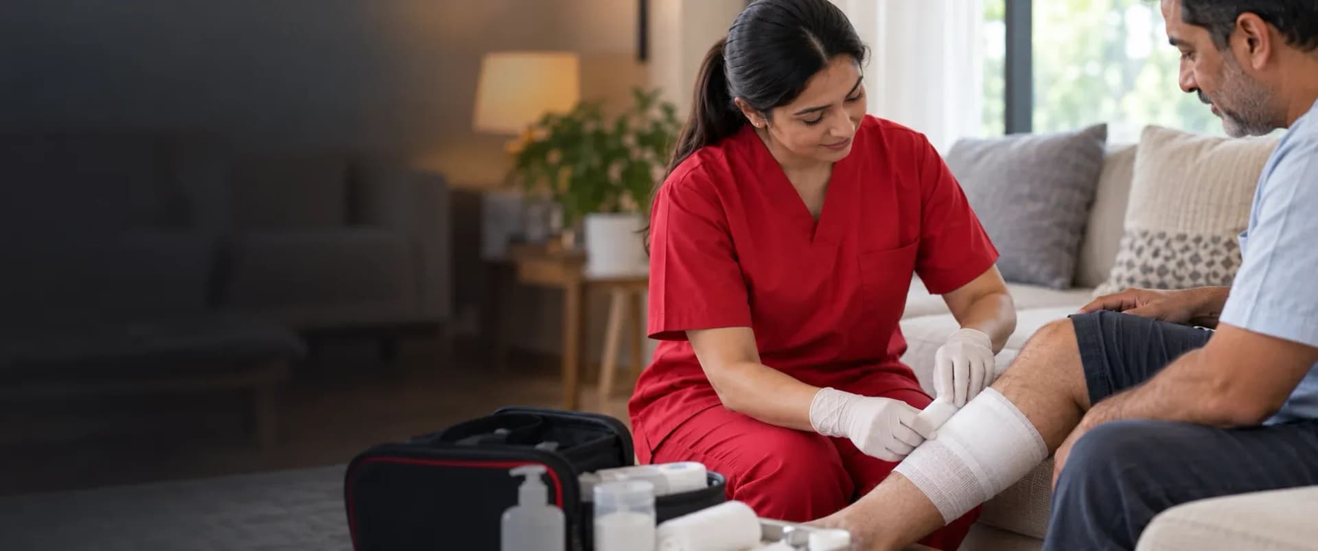 Wound dressing at home in Dubai by a professional nurse