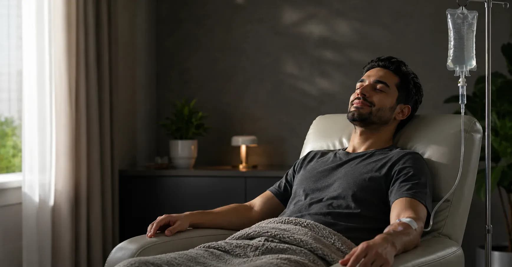 Man receiving energy IV therapy