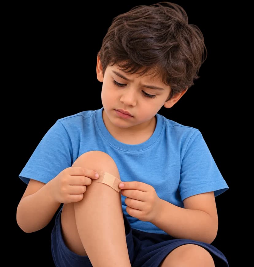 Child receiving wound care at home in Dubai