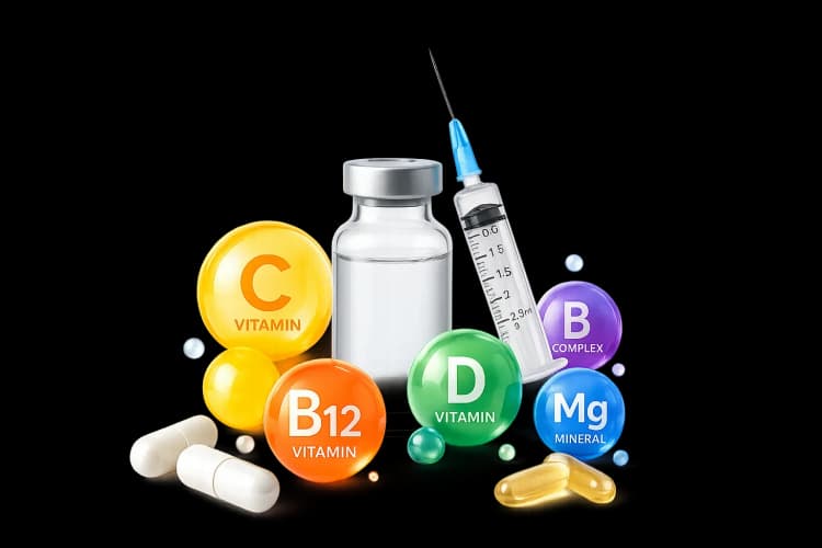 Vitamin injection medical illustration