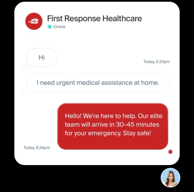 First Response Healthcare medical vehicle or rapid response team delivering 24/7 prompt home healthcare care