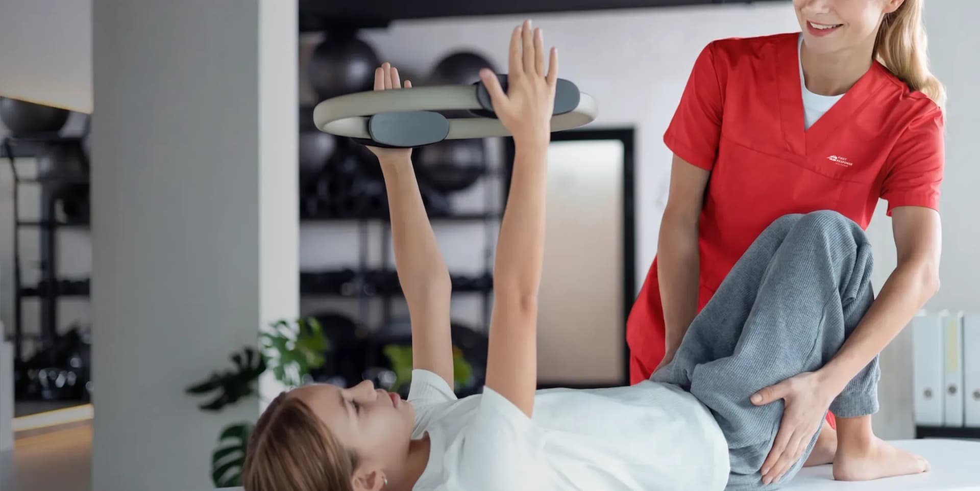 At-home pediatric physical therapy and rehabilitation session for children.