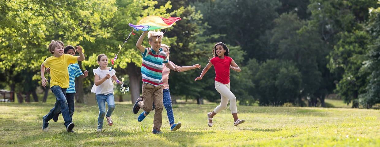 Group of children playing and maintaining physical activity