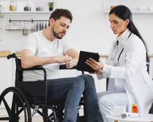 Doctor showing medical information to the patient