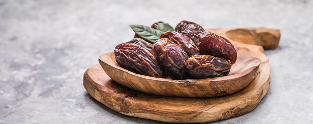 A bowl of dates, high in fiber and natural sugars