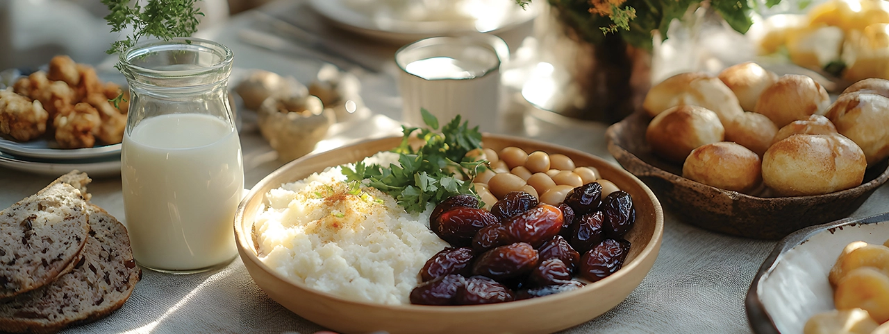 A table full of healthy Ramadan meals