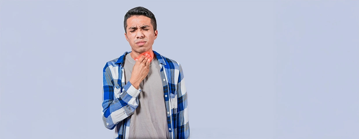 Tonsil infection causing discomfort in man