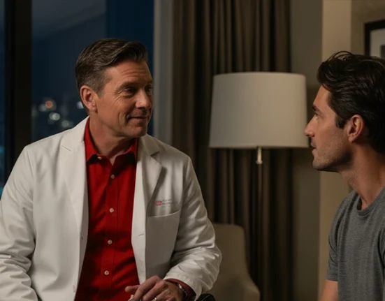 A doctor is consulting with a patient at hotel